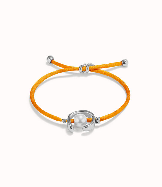 Bracciale in filo arancione con perla shell assortimento placcato oro 18k.